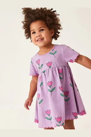 Stylecast Girls Floral Printed Short Sleeves Cotton A-Line Dress