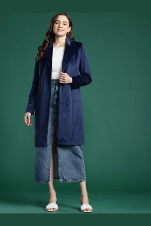 DressBerry Velvet Finish Longline Overcoat