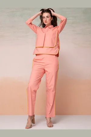 Banno Peach-Coloured Pure Cotton Top With Trouser