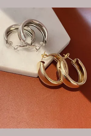 Jewels Galaxy Set of 2 Gold and Silver-Plated Hoop Earrings