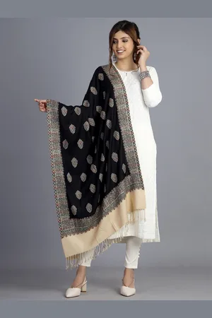 HANDICRAFT PALACE Women Black & Multicoloured Jamwar Paisley Design Woven Stole