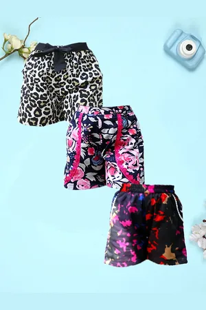 Cutiekins Girls Floral Printed High-Rise Shorts