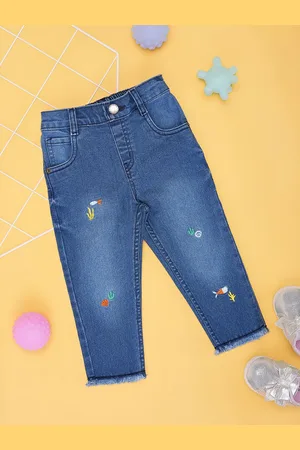 Pantaloons Girls Mildly Distressed Light Fade Cotton Jeans