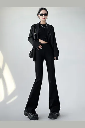 LULU & SKY Women Flared High-Rise Trousers