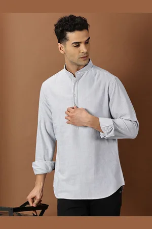 Invictus Men Striped Mandarin Collar Slim Fit Casual Shirt