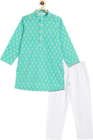 Campana Boys Floral Printed Regular Pure Cotton Kurta with Pyjamas