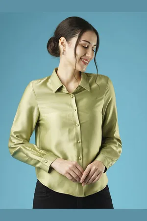 Globus Cuffed Sleeves Solid Satin Party Shirt