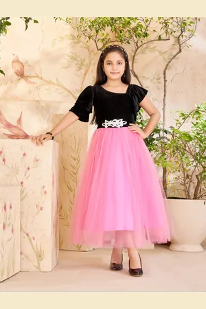 Aarika Girls Velvet Fit & Flare Maxi Dress