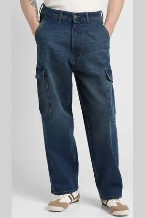 Forever 21 Men Straight Fit Clean Look Light Fade Cargo Styles Jeans