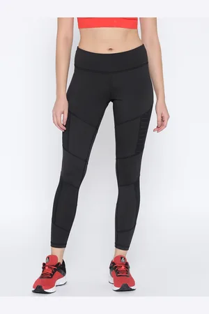 Reebok Women Black Solid Dance Mesh Tights