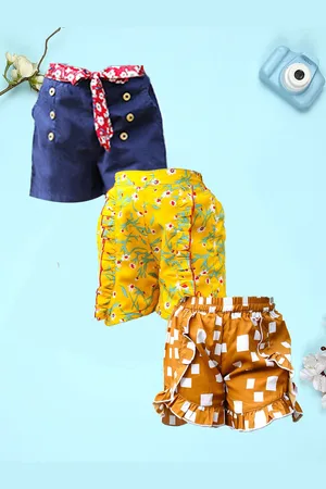 Cutiekins Girls Floral Printed High-Rise Shorts