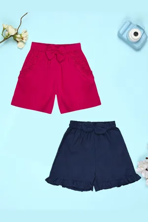 Cutiekins Girls Pack Of 2 Mid-Rise Cotton Regular Shorts