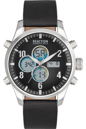 Kenneth Cole Men Black Dial & Black Leather Straps Analogue and Digital Watch KRWGD2191803