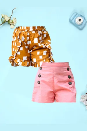 Cutiekins Girls Pack Of 2 High-Rise Shorts