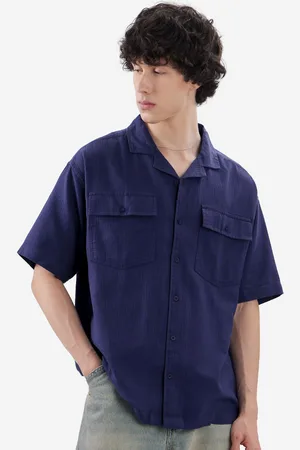 The Souled Store Men Opaque Casual Shirt 263123-Navy Blue