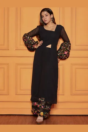 Nüd Embroidered Assymetric Neck Long Sleeves Top & Trouser