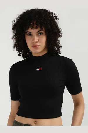 Tommy Hilfiger Women Applique Knits Cotton fitted Crop Top