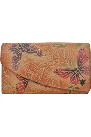 Anuschka Women Floral Printed Leather Envelope