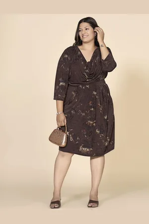 Curvy Lane Women Plus Size Abstract Print Wrap Dress