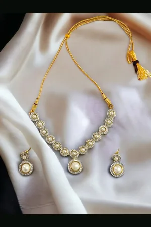 The Pari Rhodium-Plated Pearl Studded Jewellery Set