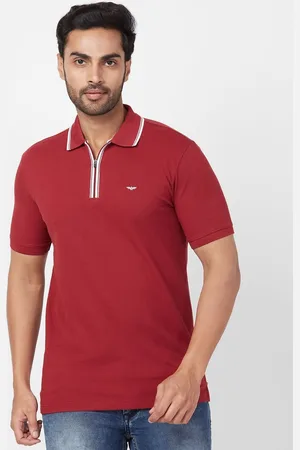 Park Avenue Men Polo Collar Applique Slim Fit T-shirt