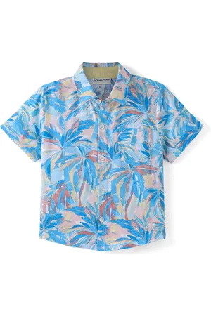 CrayonFlakes Boys Floral Printed Spread Collar Opaque Casual Shirt