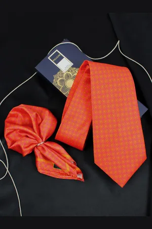 PELUCHE Men 2-Pcs Printed Tie & Pocket Square Accessory Gift Set