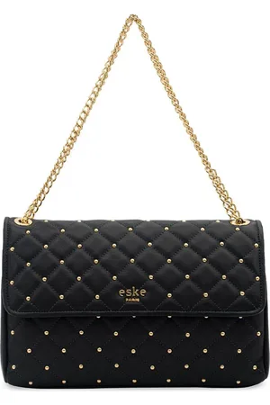 Eske Women Embellished Leather Structured Sling Bag with Quilted