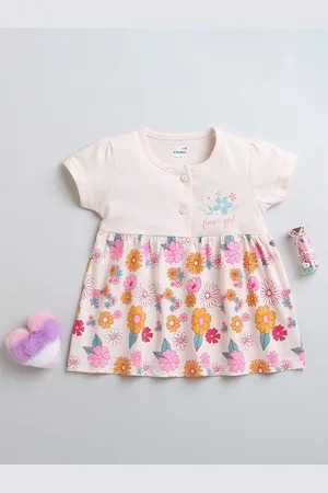 BUMZEE Floral Print Cotton Fit & Flare Dress