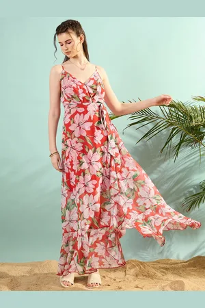 KASSUALLY Woman Floral Print Georgette Maxi Dress