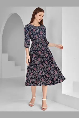 BAESD Women Floral Print Fit & Flare Midi Dress