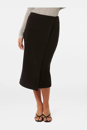 Forever New Woven Crepe Straight Midi Skirt