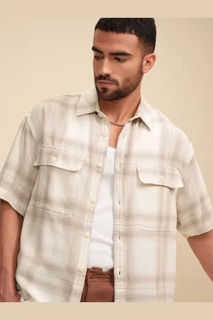 LocoMotive Premium Men Dobby Textured Checked Utilitypocket Oversized Overshirt
