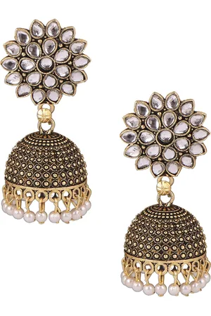 Keviv Kundan Gold Plated Jhumkas