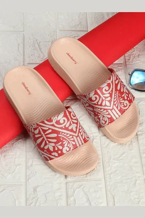 DressBerry Women Red Printed Sliders
