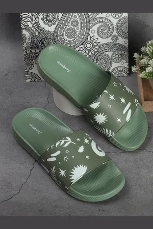 DressBerry Women Green Printed Sliders