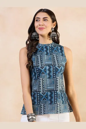 Anouk Tribal Print Halter Neck Cotton Top