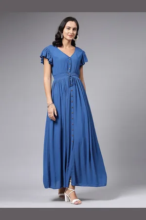 Aayu Solid Ruffled Maxi Dress