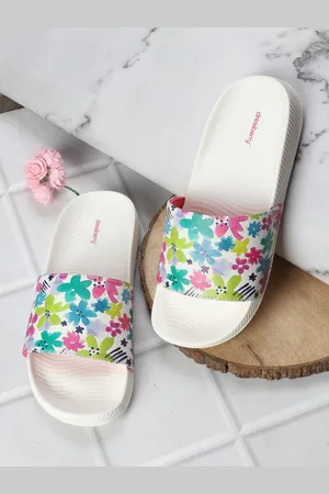 DressBerry Women White Printed Sliders