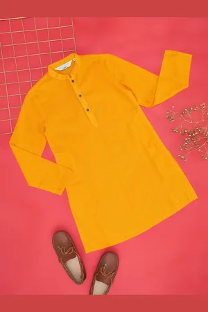 Pantaloons Boys Mandarin Collar Long Sleeves Pure Cotton Straight Kurta