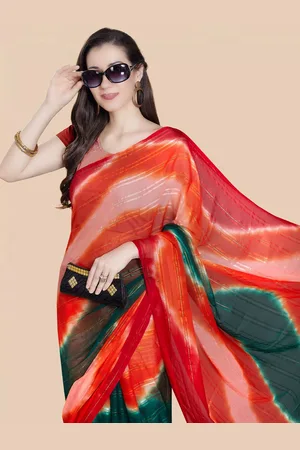 Rani Saahiba Tie and Dye Poly Chiffon Leheriya Saree
