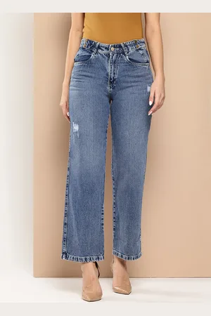 Chemistry Women Straight Fit High-Rise Low Distress Light Fade Stretchable Jeans