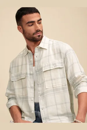 LocoMotive Premium Men Dobby Textured Checked Utility Pocket Oversized Overshirt