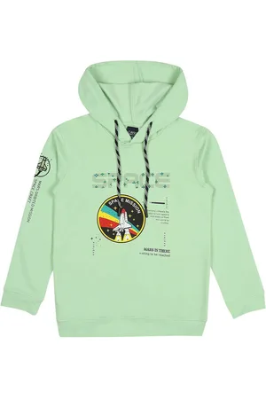 CAVIO Boys Space Printed Hooded Cotton Pullover Sweatshirt