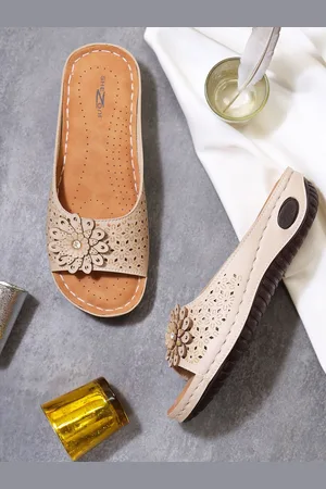 SHEZONE Women Comfort heel Sandals with Laser Cuts