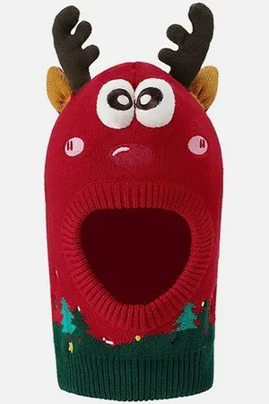 Little Surprise Box LLP Unisex Kids Reindeer Theme Woollen Beanie