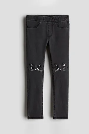 H&M Girls Embroidered Denim Jeggings