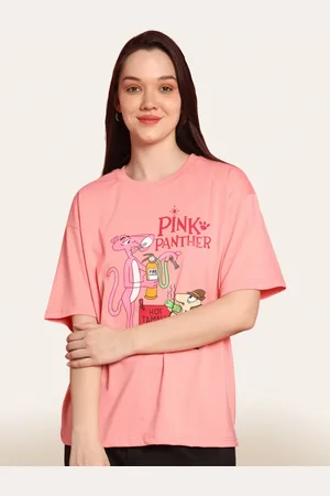 Fabflee Women Pack Of 2 Graphic Printed Round Neck Cotton Oversized T-shirt
