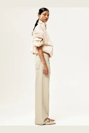 H&M Women Mid-Rise Straight Twill Trousers
