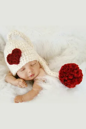 Babymoon Infants Heart Crochet Woollen Beanie